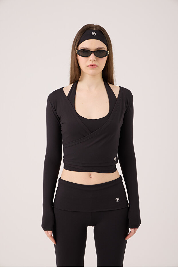 Tied Crop Cut Ellen Bolero Black