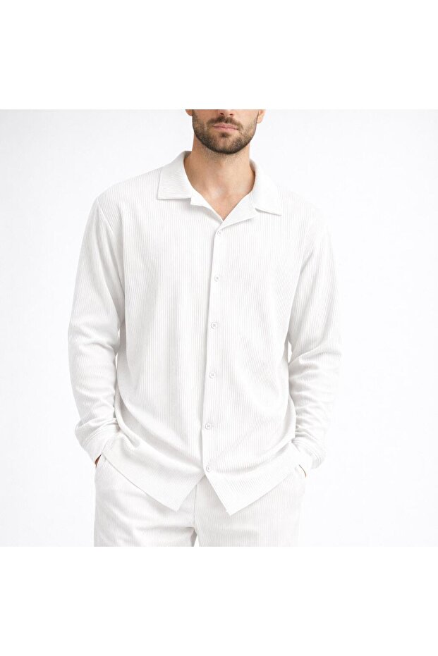 Men's Corduroy Ottoman Shirt Summer Long Sleeve