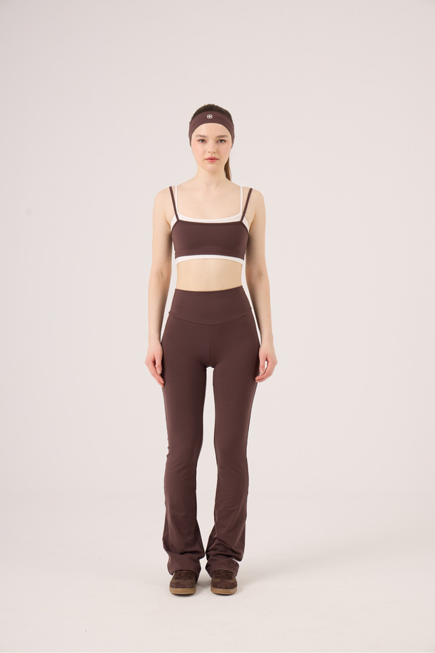 High Waist Flare Fabiola Leggings Pants Coffee