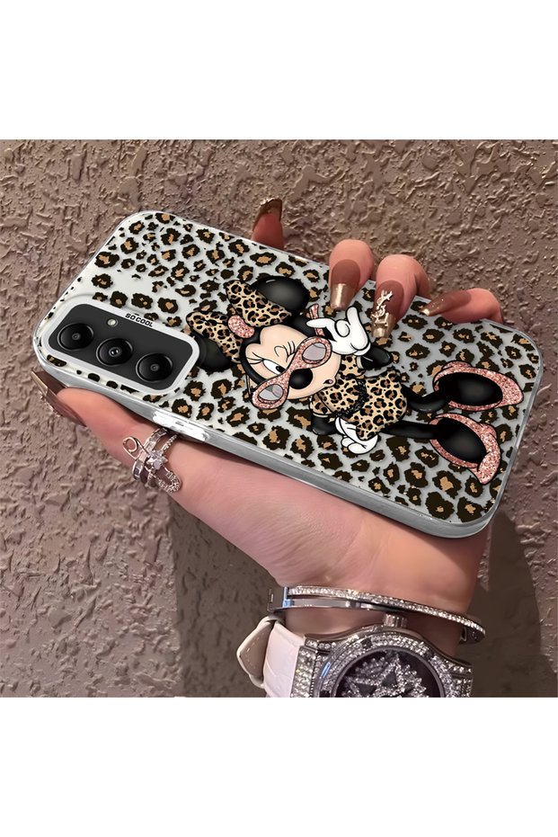 Silicone Edge Hard Back Phone Case Compatible with Samsung Galaxy A05S Minnie Patterned