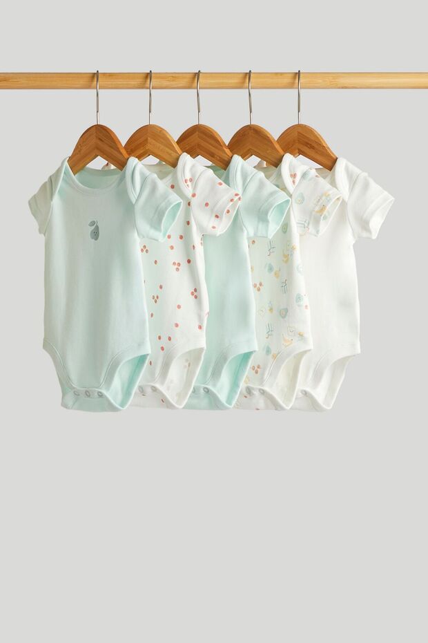 5 Pack Breakfast Friends Short-Sleeved Bodysuits