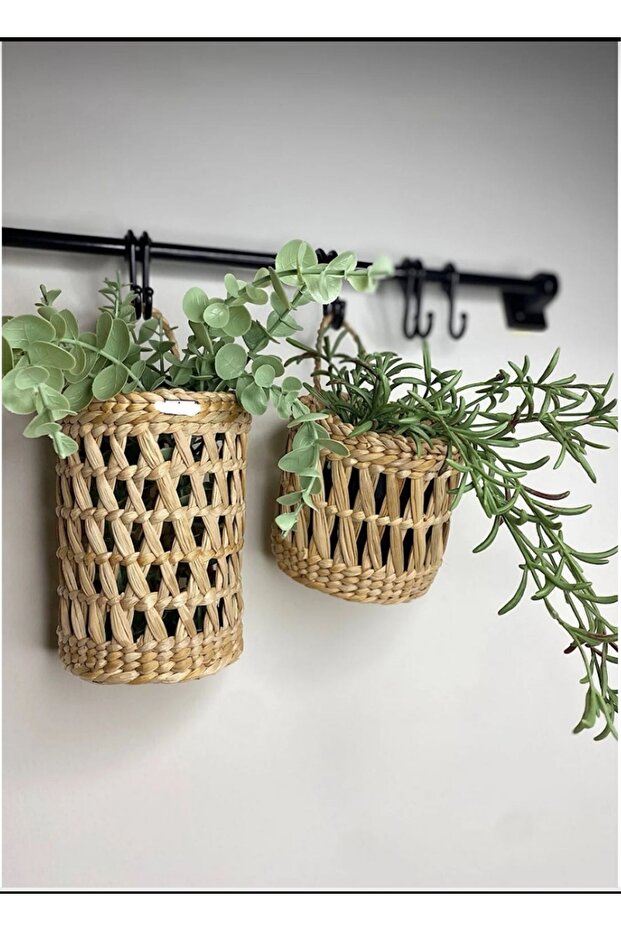 Wicker 2-Piece Set with Handles, Living Room, Kitchen, Bathroom, Garden Decor, Hand-Knitted Wicker Basket