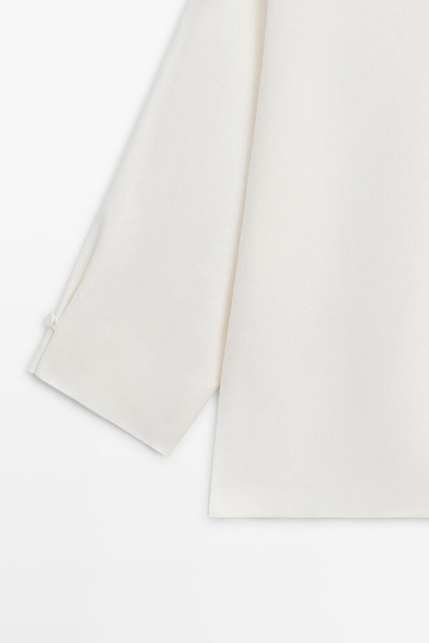 Düğmeli keten ceket - 7