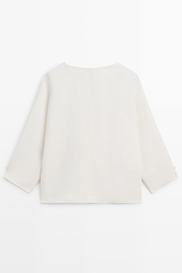 Düğmeli keten ceket - 8