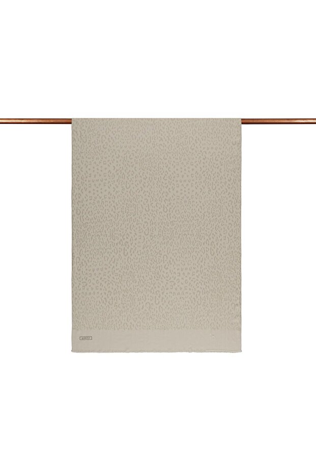 Monogram Shawl - Leopard Pattern - Sand White - 2