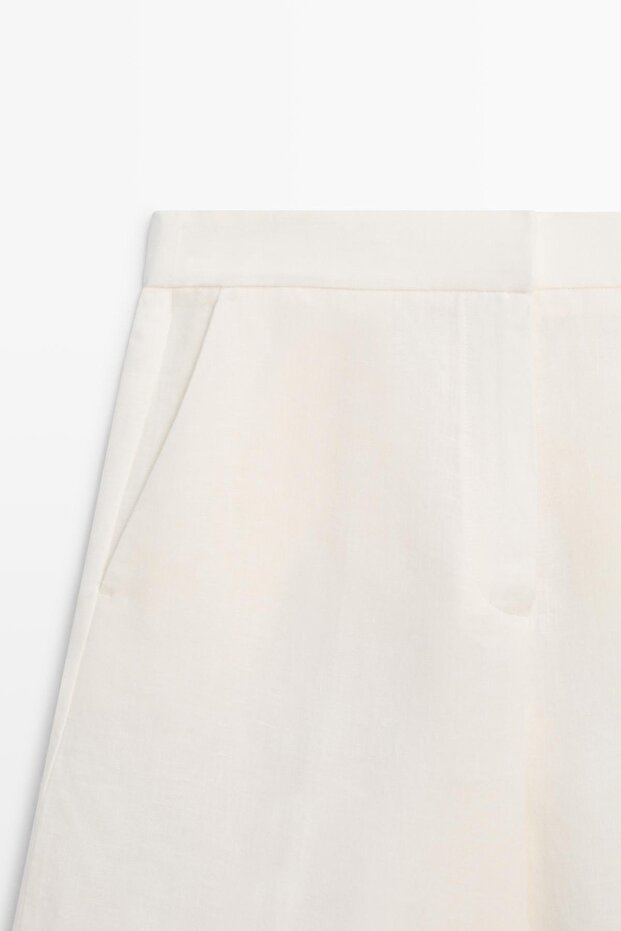 Uzun keten bermuda şort - 6