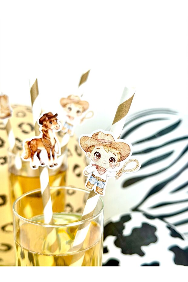 Cowboy Theme Straw Set - Cowboy Party Straw