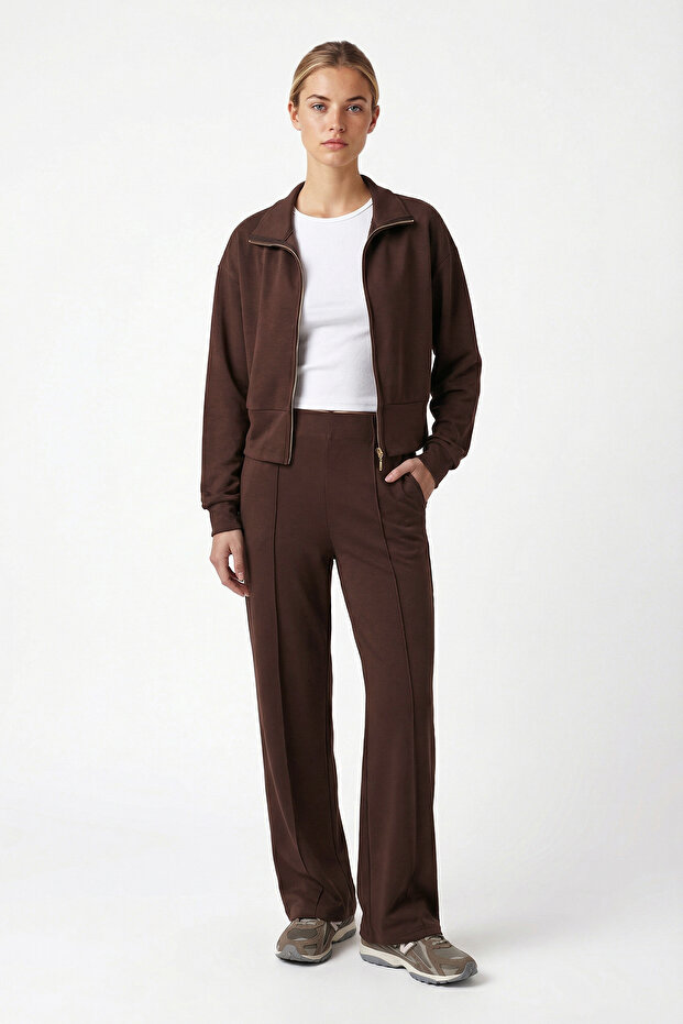Women's Lior Modal Seasonal Brown Tracksuit Set