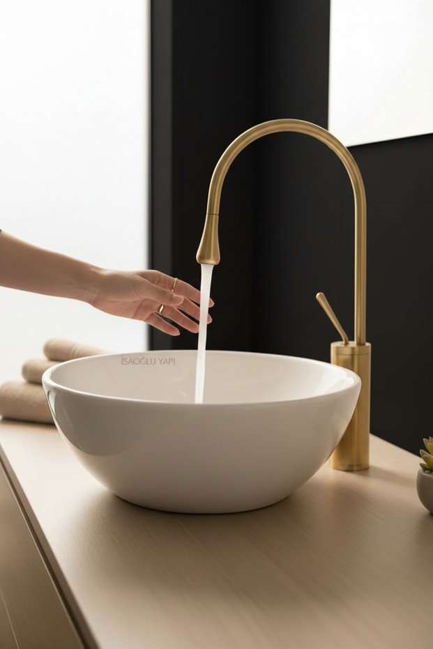 Antique Gold Dish Basin Faucet Damla Series Brass Material Dish Compatible Fixture Antique Color