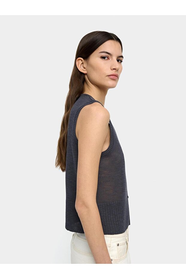 Kadın Düğmeli Örme Yelek - 3