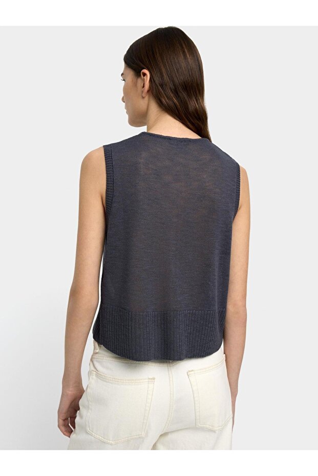 Kadın Düğmeli Örme Yelek - 4