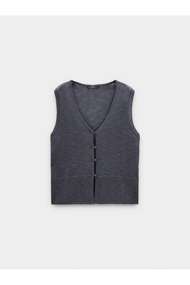 Kadın Düğmeli Örme Yelek - 5