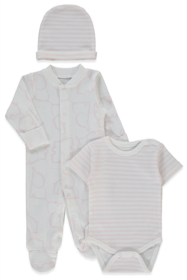 Ri̇bana Jumpsuit Set 3-Piece (Happy Animal) Pink