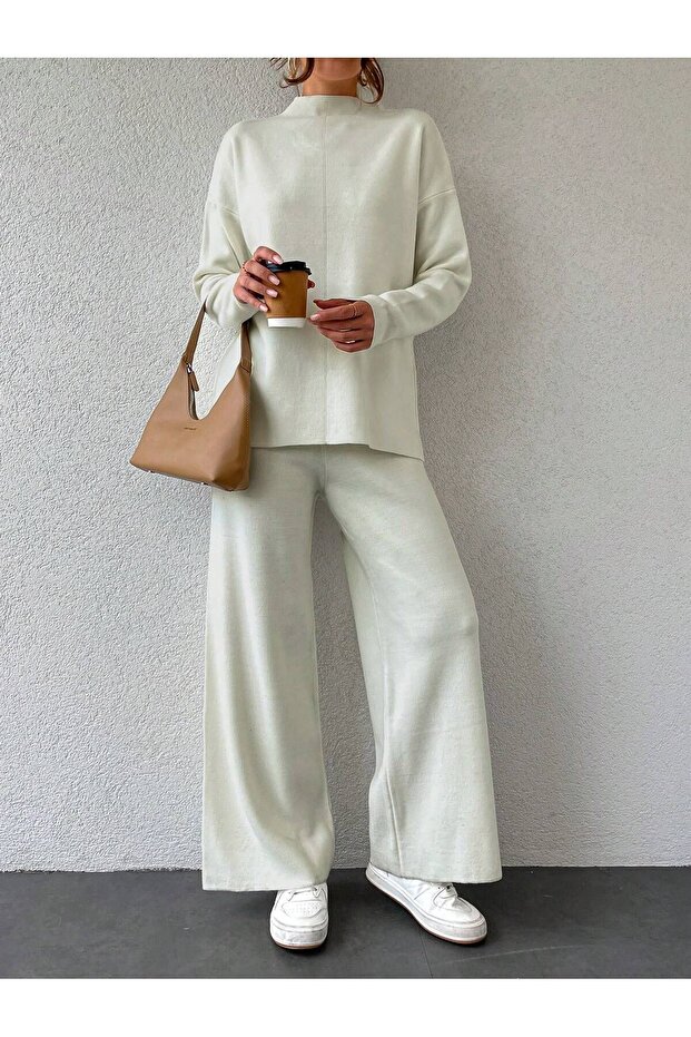mock neck knit set