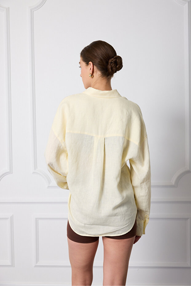 %100 Keten Basic Gömlek - 3