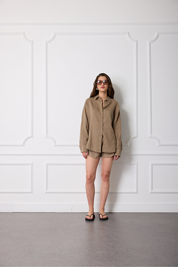 %100 Keten Basic Gömlek - 2