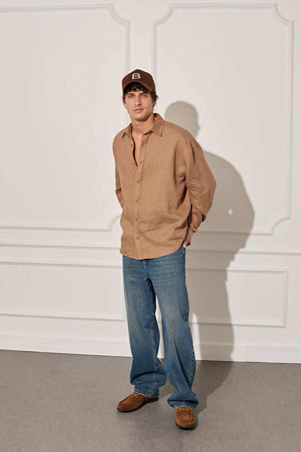 %100 Keten Basic Gömlek - 2