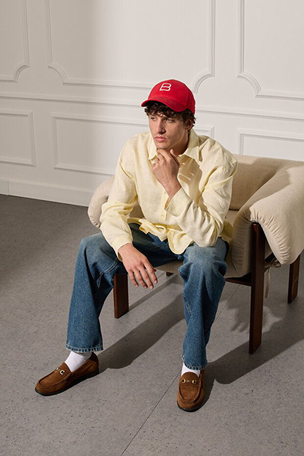 %100 Keten Basic Gömlek - 1