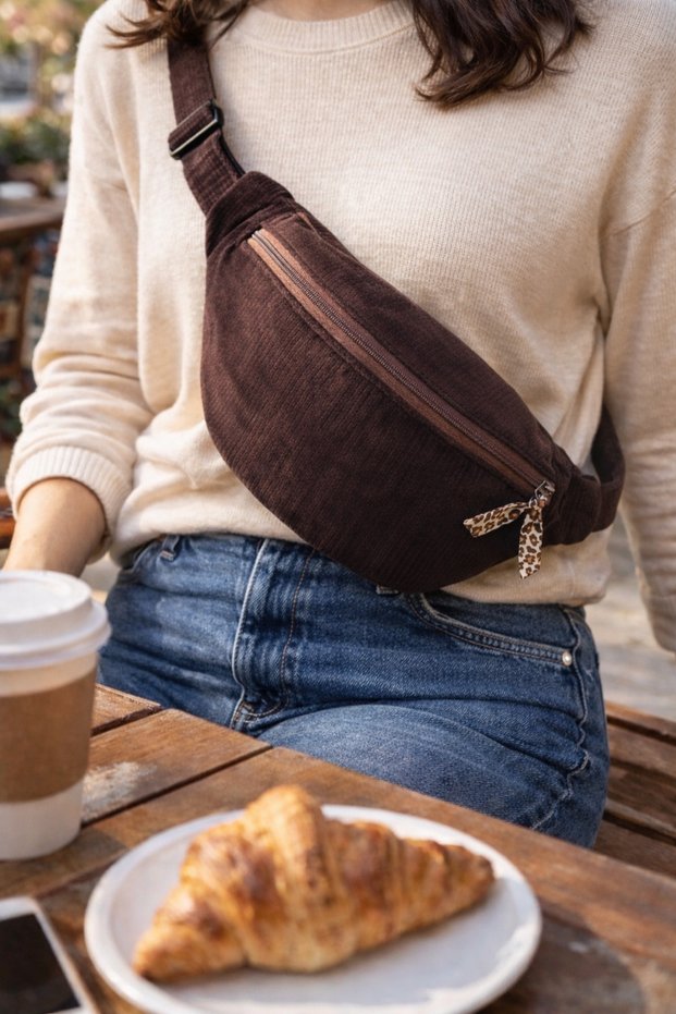 Dark Brown Corduroy Waist Bag