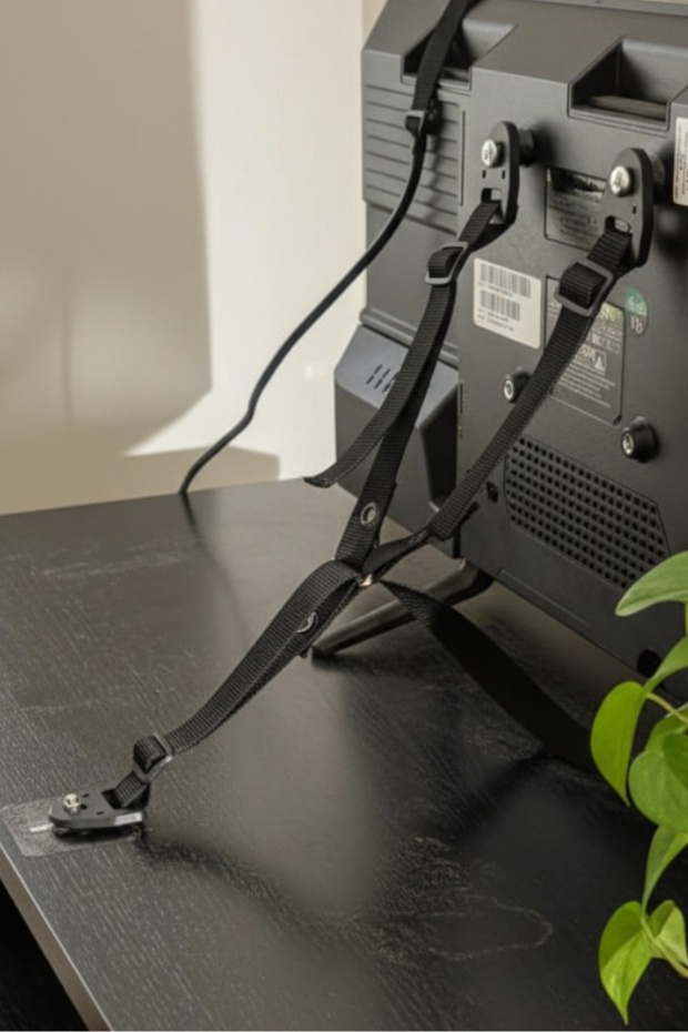usin Y Tipi Mobilyaya Kendinden Yapışkanlı LCD TV Askısı Sabitleme Çoçuk Deprem Koruma Güvenlik Kemeri