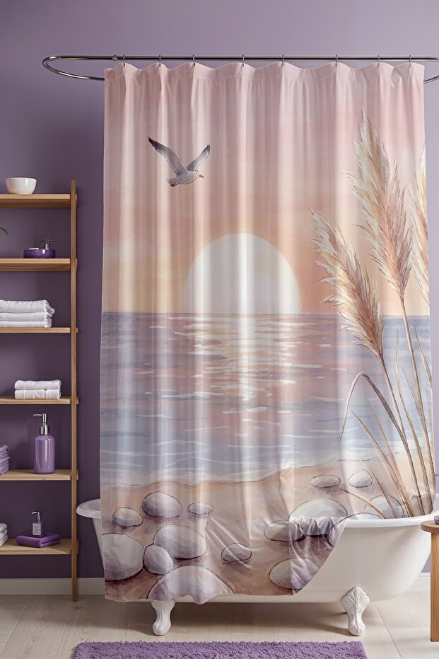 Bathroom Curtain, Pastel Sea Dream Patterned Shower Curtain, Bathtub Curtain 175X200Cm