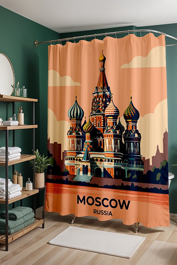 Bathroom Curtain, Moscow Breeze Patterned Shower Curtain, Bathtub Curtain 175X200Cm