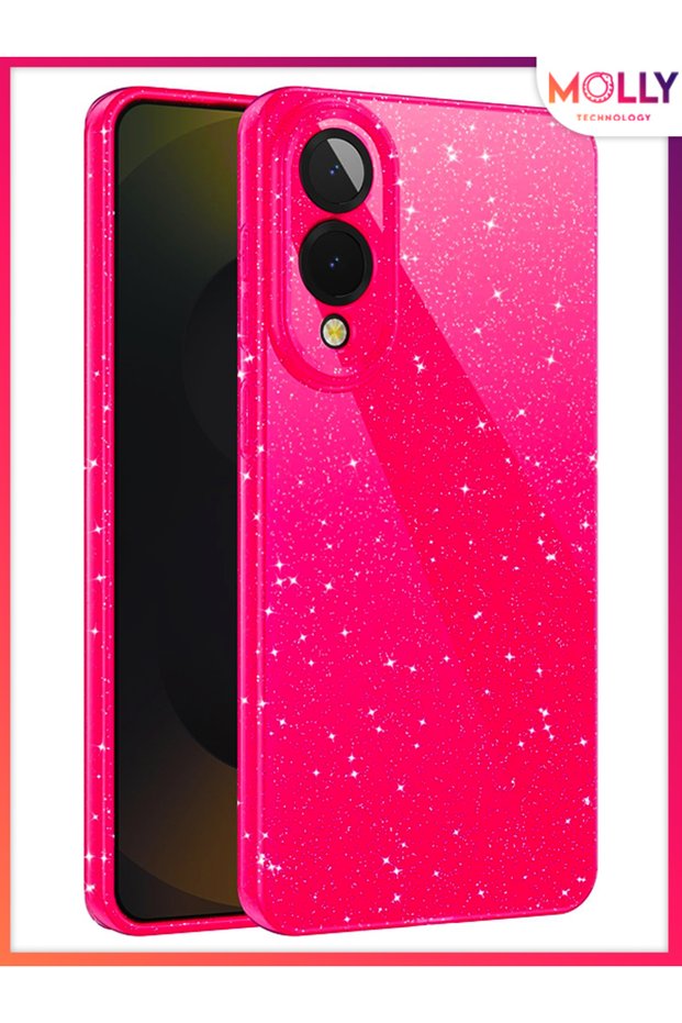 Neon Pink Berry Glitter Shiny Luxury Silicone Case for Samsung Galaxy S25 Edge