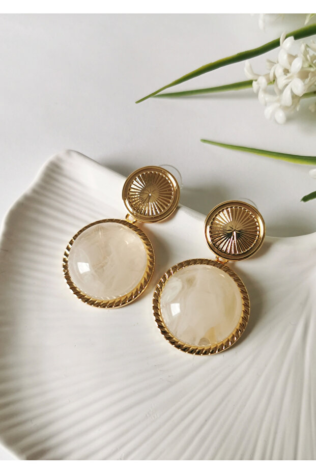 Solaris White Dangle Earrings - 1