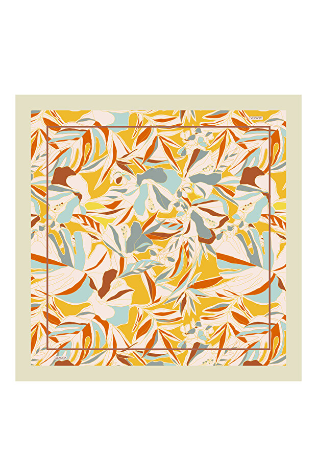 وشاح حريري أصفر مقاس 90×90