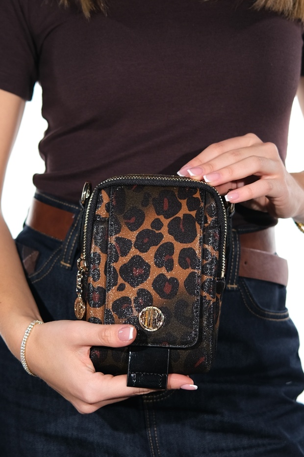 Belena Black and Yellow Patterned Women's Crossbody Bag