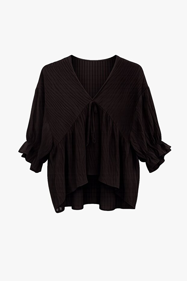 V-Neck Ruffle Blouse - 1