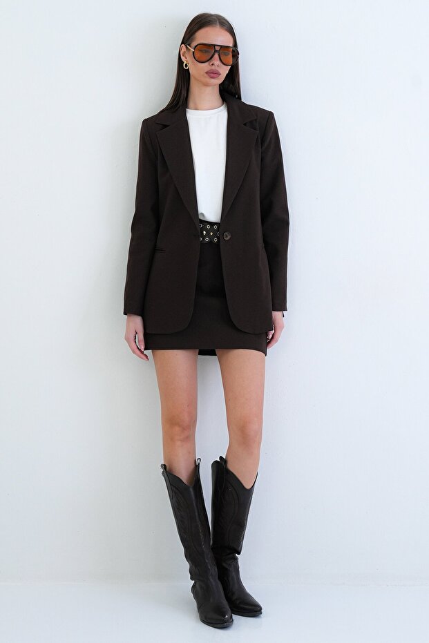 Tek Düğmeli Blazer Ceket - 4