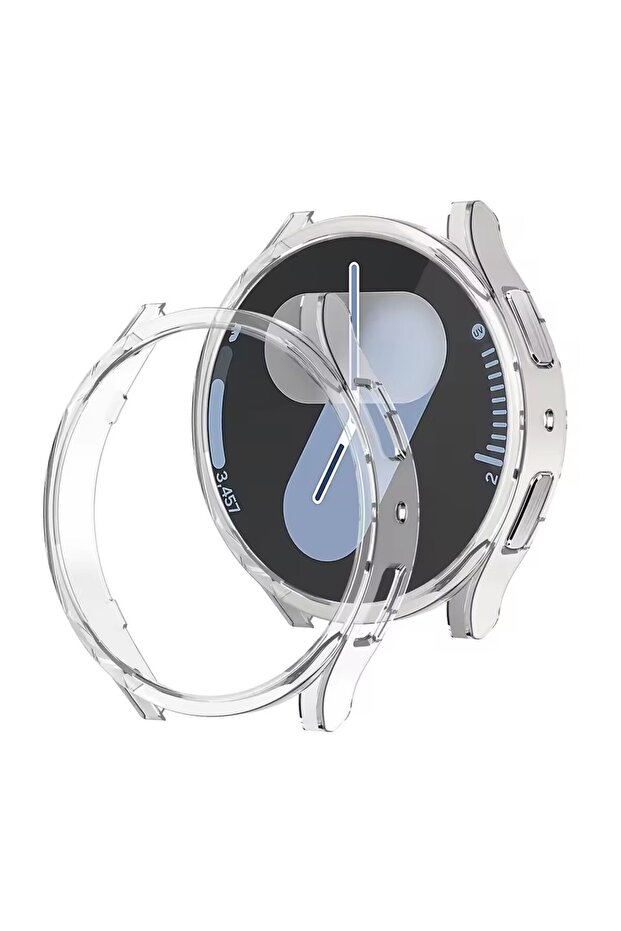 غطاء شفاف من البولي كربونات لساعة Galaxy Watch 7 مقاس 40 مم، متوافق مع ساعات Galaxy Watch 7 مقاس 40 مم و44 مم، مع ملحقات وإطار واقٍ.