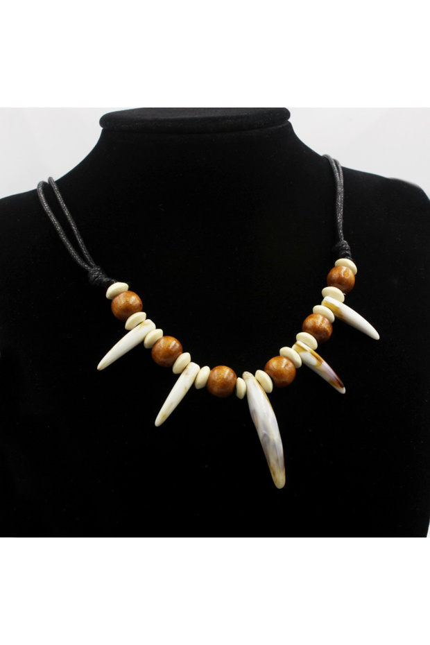 Shell Color Hot sale acrylic imitation wolf teeth beaded necklace adjustable length couple necklace
