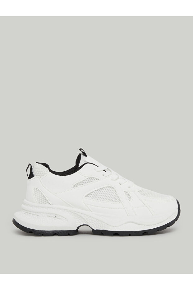 White Chunky Lace-Up Sneakers