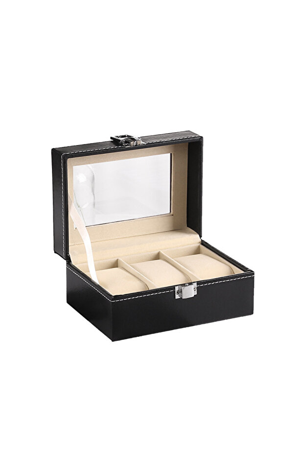 Beige 3 Slots VANSIHO 2/3/4/5/6/10/12 Slots Beige PU Leather Watch Display Boxes Cases Organizer G