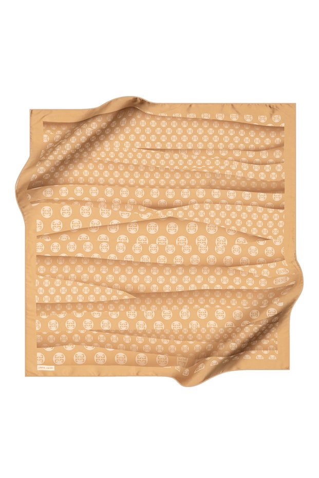 Beige 90X90 Silk Crepe Satin Scarf