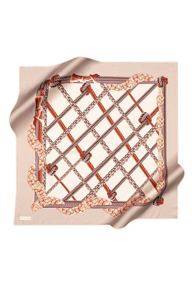 Brown 90X90 Silk Crepe Satin Scarf