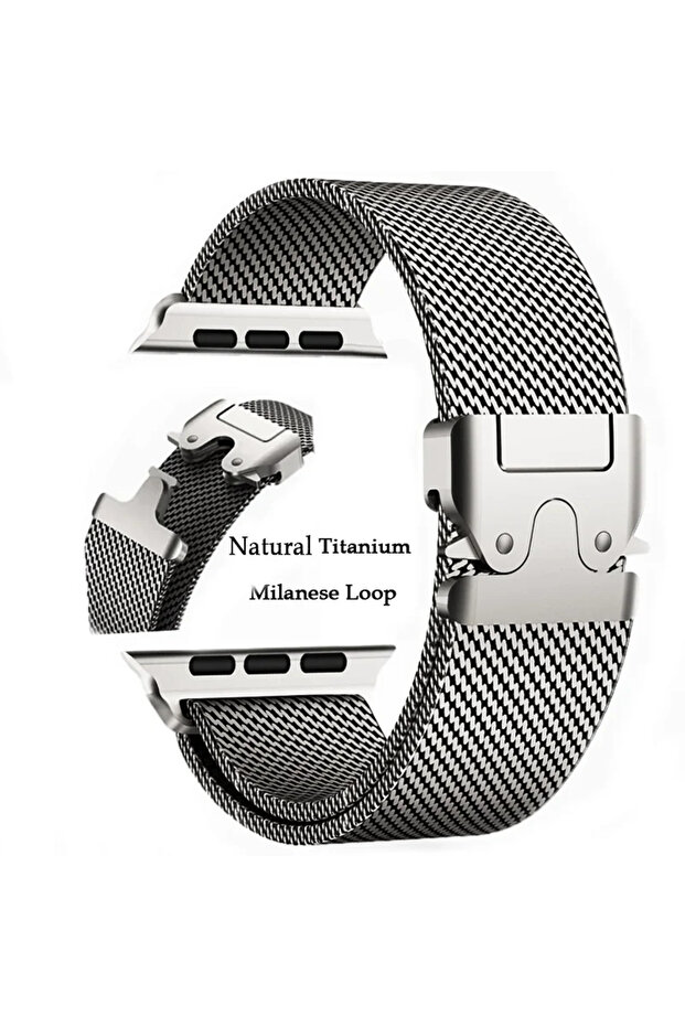 44-45-49-S11-10 46mm 01 Natural Titanium Milanese Loop Stainless Steel Watch Straps Replacement Band