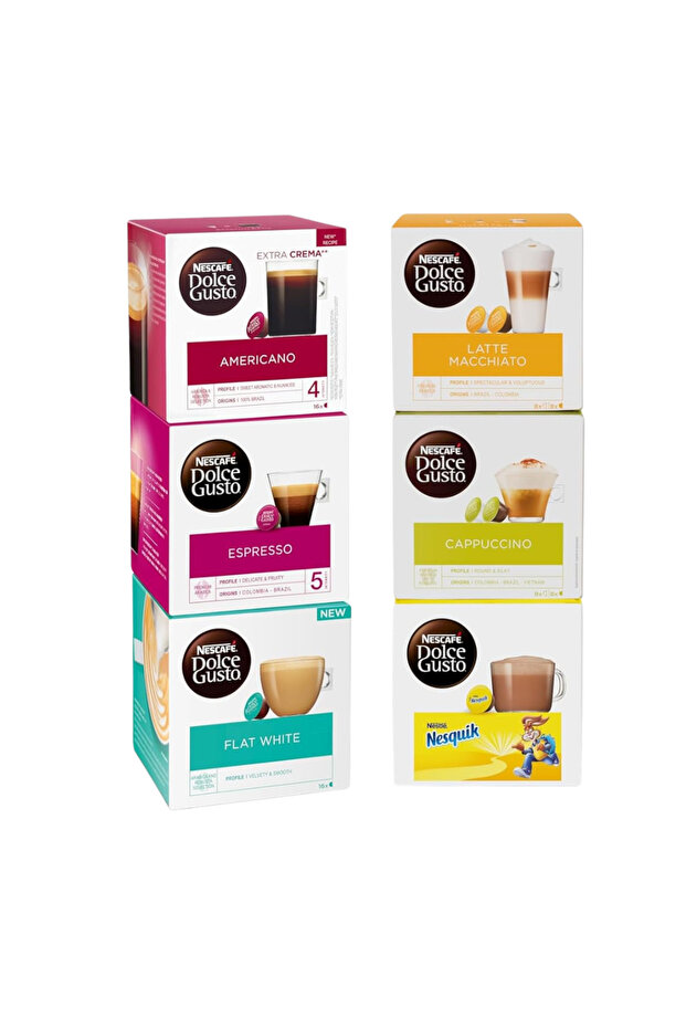 Nescafé 96 Capsules Bundle | 6 Flavors Variety Pack | Coffee & Chocolate Pods