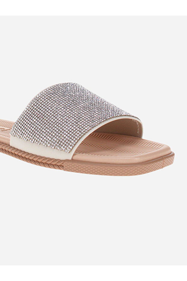 Embellished Open Toe Flat Sandals - 5