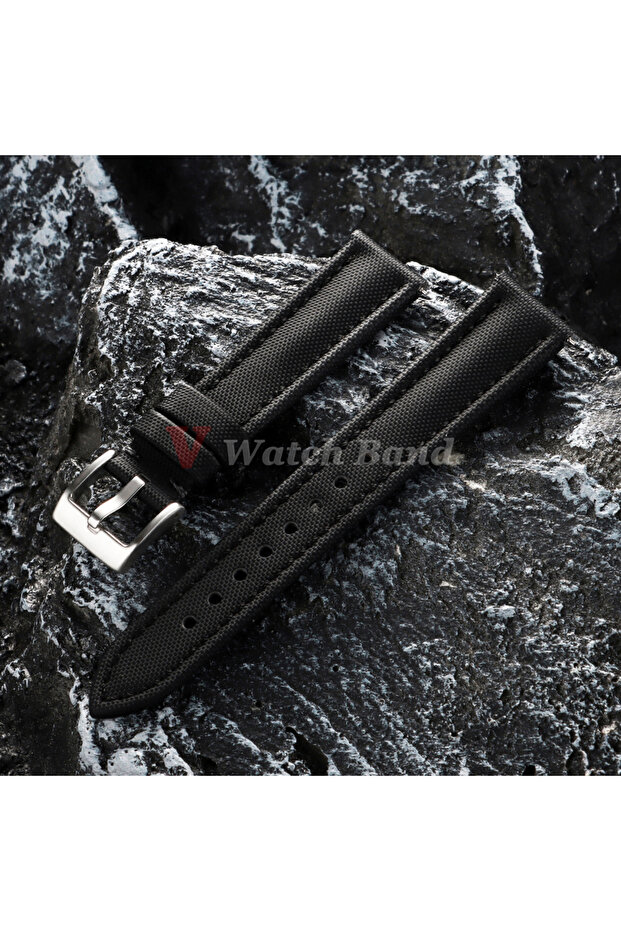 20mm Black Waterproof Sailcloth Watch Band Premium Sailcloth Strap 18mm 19mm 21mm Durable Nylon Quic