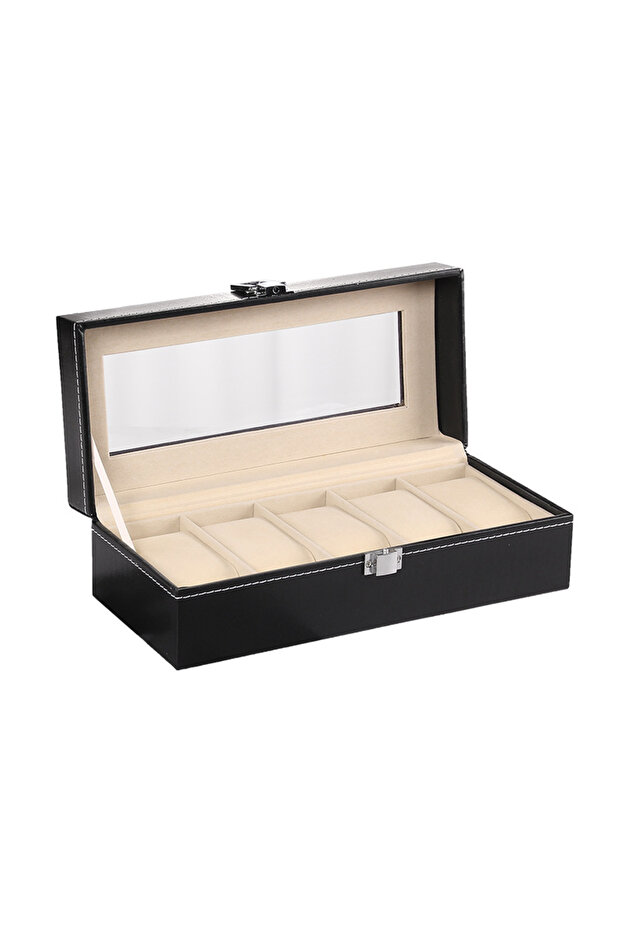 Beige 5 Slots VANSIHO 2/3/4/5/6/10/12 Slots Beige PU Leather Watch Display Boxes Cases Organizer