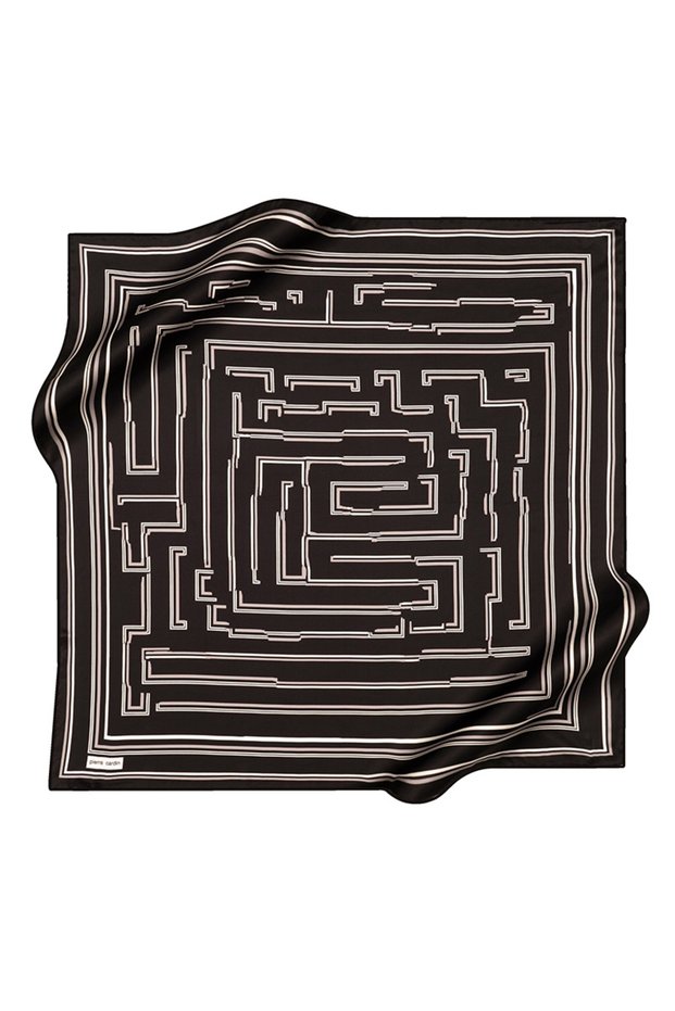 Black 90X90 Silk Crepe Satin Scarf