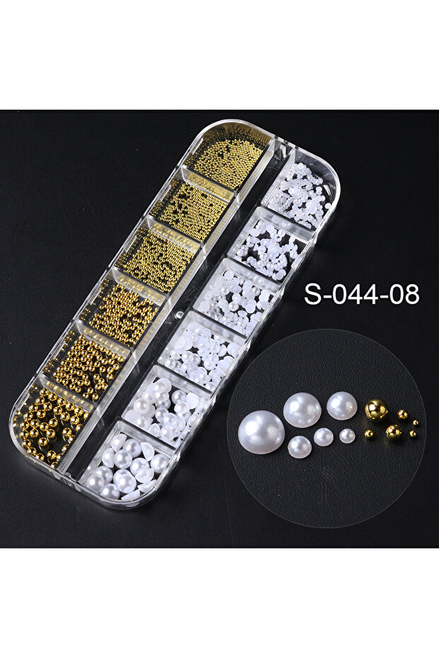 S-044-08 3D White Pearl Nail Art Decoration Gold Silver Beads Half Pearl Nail Charms Parts Summer De
