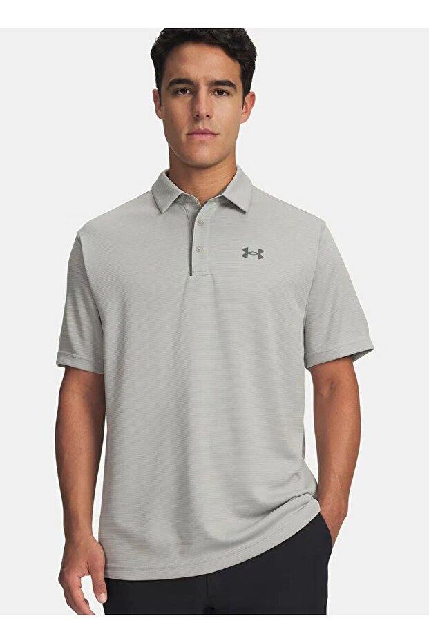 Gray Men's Polo Neck T-Shirt