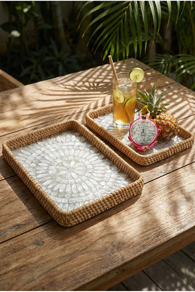 مجموعة صواني تقديم مستطيلة من الخيزران من بالما - 3