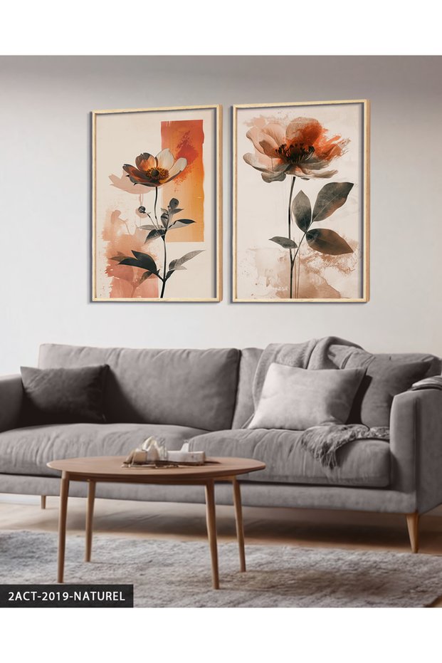 Flowers 2 Pieces Wooden Framed Painting Act