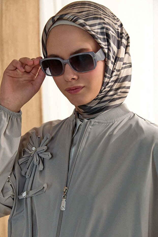 Çiçek Aplikeli Bomber Ceket - 5