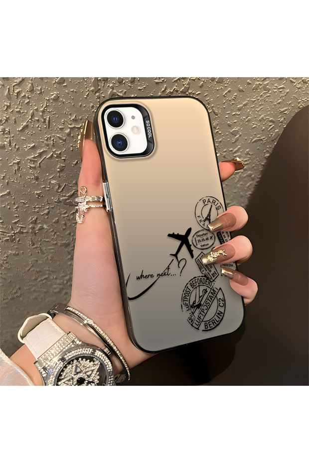 iPhone 12 Compatible Luxury Airplane Stripes Pattern High Quality Phone Case